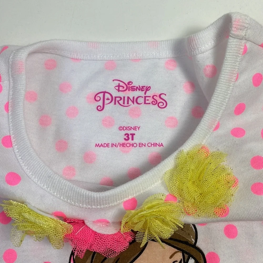 NWOT Disney Princess Screen Print Tee With Yellow Tulles Skort Size 3T - Picture 3 of 5